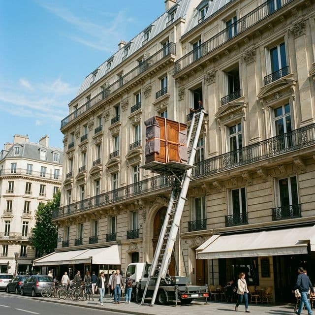 Monte-meuble façade immeuble Breteuil Déménagement